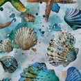 thumbnail image 5 of Creowell  Teal Ocean Seashell Shower Curtain Beach Nautical Starfish Seashell Shower Curtain Waterproof Fabric Bathroom Decor Curtain with Hooks White, 5 of 7