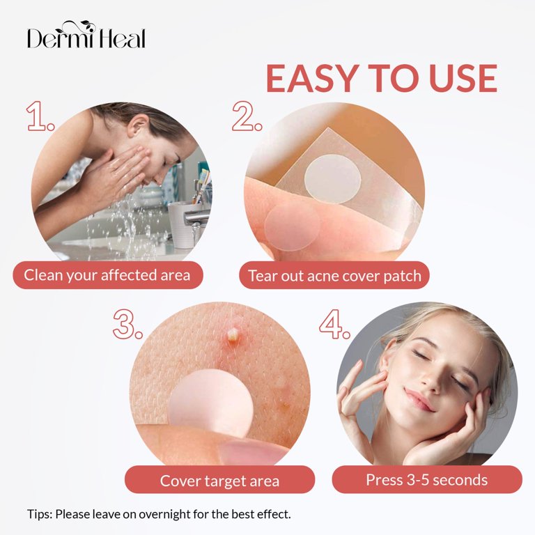 Dermi Heal Acne Patch, Hydrocolloid Acne Pimple Patch for Face 