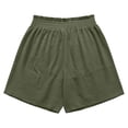 thumbnail image 7 of Linen Shorts for Women Summer Casual Elastic High Waist Wide Straight Leg Loose Fit Lightweight Beach Shorts with Pockets, 7 of 7