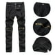 thumbnail image 5 of Pantalones Vaqueros Rasgados Con Cremallera Y Agujero En La Rodilla Para Hombre, Pantalones Largos Desgastados Elásticos Delgados (Negro)(34)-189491.04 Likrtyny Caballero, 5 of 9