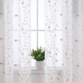 thumbnail image 3 of Sheer White Curtains, Leaf Embroidered Grommet Voile Drapes for Living Room, Bedroom, Window Treatments Semi Curtain Panels Taupe, 52" W x 84" L, 2 Panels, 3 of 6