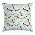 thumbnail image 1 of Dragonfly Throw Pillow Cushion Cover, Colorful Toned Flying Dragonflies Pattern with Bubbles and Circular Shapes Print, Decorative Square Accent Pillow Case, 18 X 18 Inches, Multicolor, by Ambesonne, 1 of 2