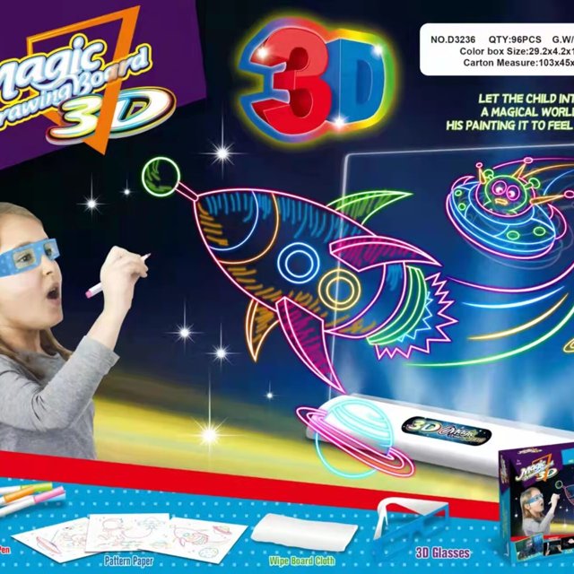 Pad Deluxe Light Up LED Drawing Tablet With Extras Includes Wipe Board