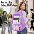 thumbnail image 3 of Lomyolo Clear Backpack for School Boys Girls Adult Transparent Bookbag with Reinforced Straps & 400D Oxford Fabric, Large Capacity Heavy Duty Backpack for Travel, Security, Work, College, Men & Women, 3 of 8