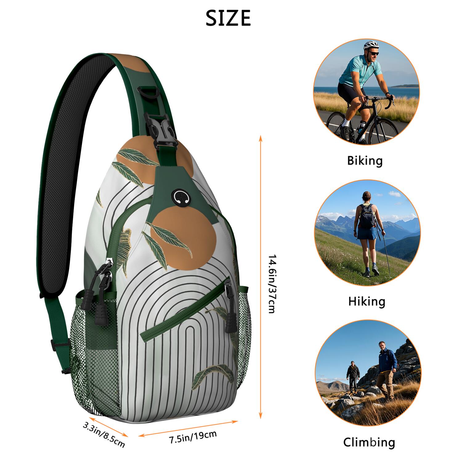 Earthy Aesthetic Crossbody Bag Lightweight Chest Backpack for Commuting Rustic & Travel-Ready