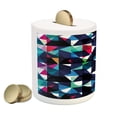 thumbnail image 2 of Geometric Piggy Bank, Retro Pattern with Colorful Mosaic Modern Optical Structure Illustration, Ceramic Coin Bank Money Box for Cash Saving, 3.6" X 3.2", Multicolor, by Ambesonne, 2 of 4