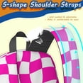 thumbnail image 5 of Pink and White Wavy Checkered Pattern 17" School Backpacks for Teens,Waterproof Oxford Fabric,S-Shape Padded Straps for School,Travel,Hiking,Camping, 5 of 6