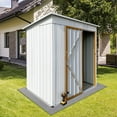 thumbnail image 2 of 5x4 FT Outdoor Metal Storage Shed, Waterproof Garden Sheds with Lockable Door, Steel Tool Storage Buildings Shed & Outdoor Storage House for Backyard, Garden, Patio, Lawn, Trash Cans(Yellow & White), 2 of 16