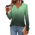 thumbnail image 2 of Kaemgyyd Womens Tops Long Sleeve Fall Shirts Gradient Notch V Neck Tunic Shirt Fashion Pleated Flowy Dressy Casual Blouses, 2 of 5
