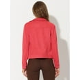 thumbnail image 4 of Chaqueta de gamuza sintética Allegra K con botones a presión y cuello vuelto para mujer Rojo XS, 4 of 5