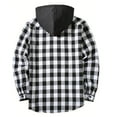 thumbnail image 4 of Mens Flannel Hoodie Shirt Casual Button Down Plaid Jacket Shirts Fall Fashion Stylish Long Sleeve with Pocket, 4 of 5