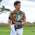 thumbnail image 4 of Daiia Colorful Koi Fish Art Pattern Men’s Polo Shirts,Solid Deck Shirt,Classic Fit, Breathable Cotton Polo for Casual and Sport Wear-Large, 4 of 7