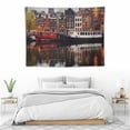 thumbnail image 3 of ONETECH  Tapestry Wall Hanging Blue Evening Amsterdam Canal Amstel Typical Dutch Houses Parks Architecture Beautiful Hour Boat Wall Art for Living Room Bedroom Home Decor, 3 of 7