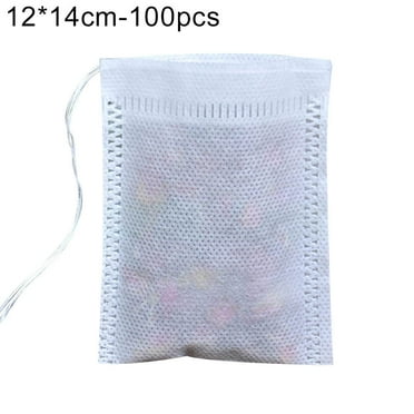 100Pcs Large Tea Bag - Disposable Empty Tea Filter Bags No Mess Mesh Bags with Drawstring Non-Woven Fabric Tea Herb Filter Bag Pouch for Concentrate/Iced Coffee, Herb