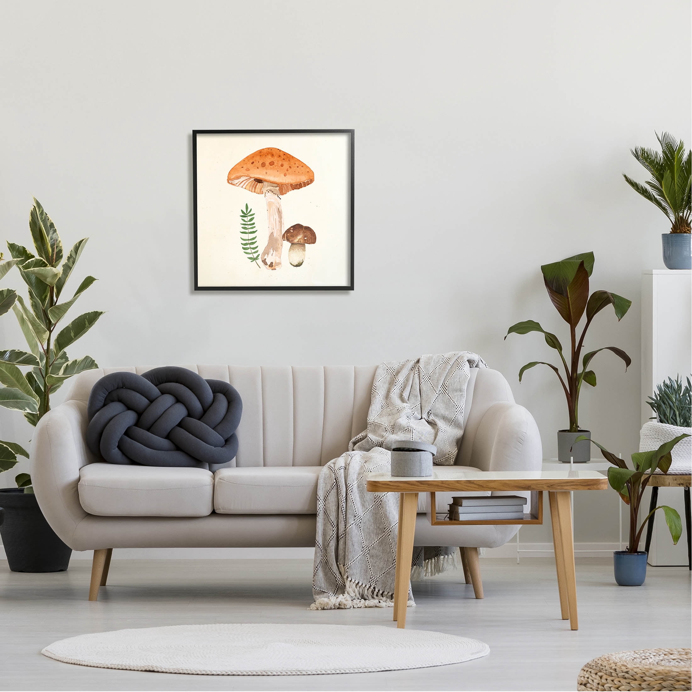 Woodland Mushroom Botanical Fern Botanical & Floral Graphic Art Black Framed Art Print Wall Art