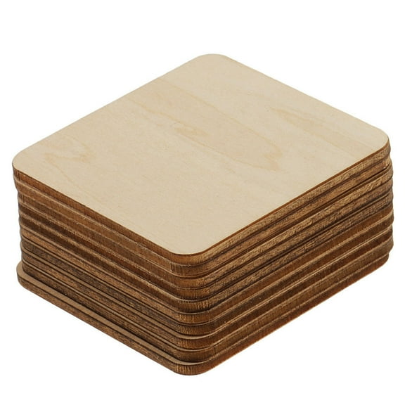 FRCOLOR 100pcs Square Shaped Slices Thin Wood Craft Diy Wood Slices Diy Wood Chips Solid Wood Boards Basswood Square Wood Pieces For Diy Crafts