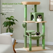 PAWZ Road Cat Tree 56 Sisal Scratching Posts Tower with Large Perch Hammock for All Indoor Cats,Green