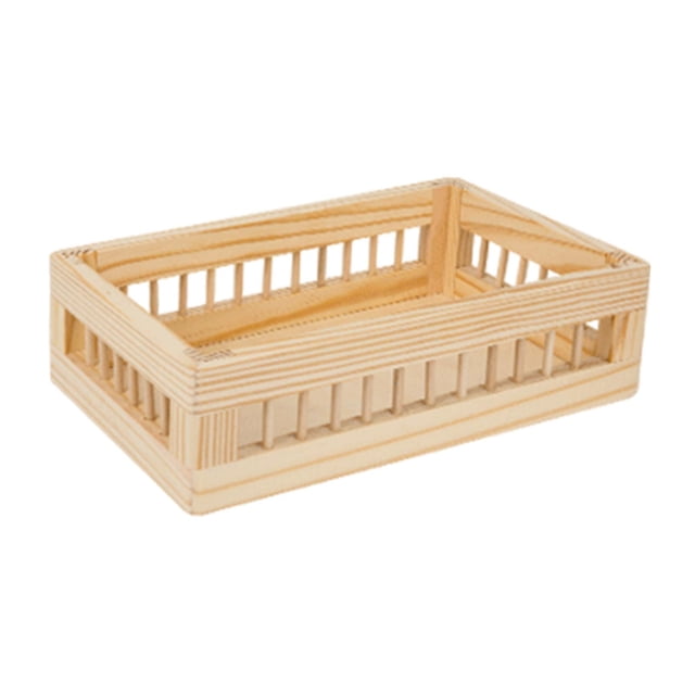 Cesta de almacenamiento de madera para cocina, organizador de juguetes, verduras y frutas. M