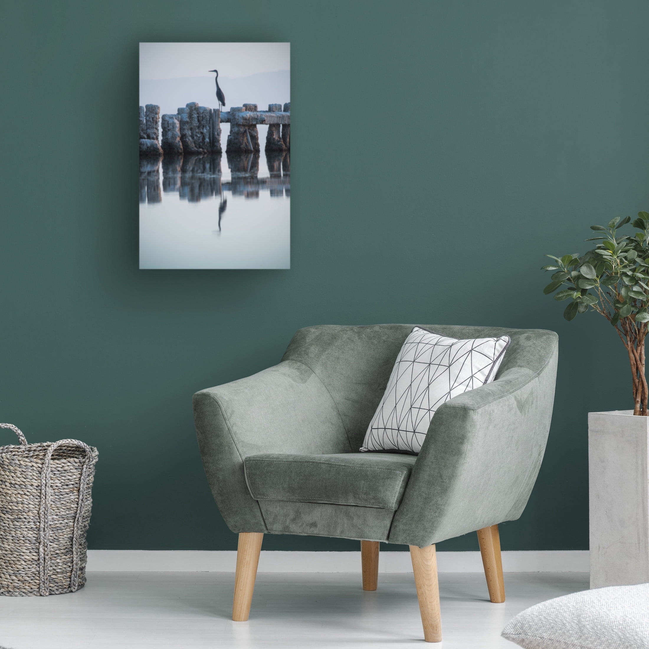 Canvas Wall Art - GS Photo 'Heron Hunting' Wall Art for Living Room, Bedroom, or Office Décor by Trademark Fine Art - 12 x 19 Inches