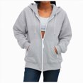 thumbnail image 4 of TOWED22 Womens Hoodies Zip Up Casual Long Sleeve Oversized Hoodie Y2K Full Zipper Fleece Preppy Sweatshirts Jackets,Grey,XXL, 4 of 9