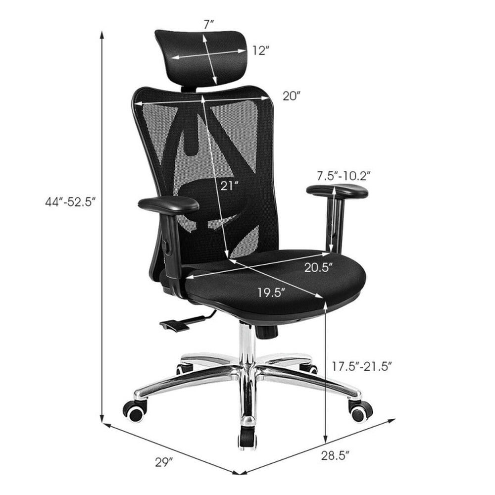 Demi Bonn Adjustable Height Mesh Swivel High Back Office Chair, Rolling Work Computer Desk Chair, Black
