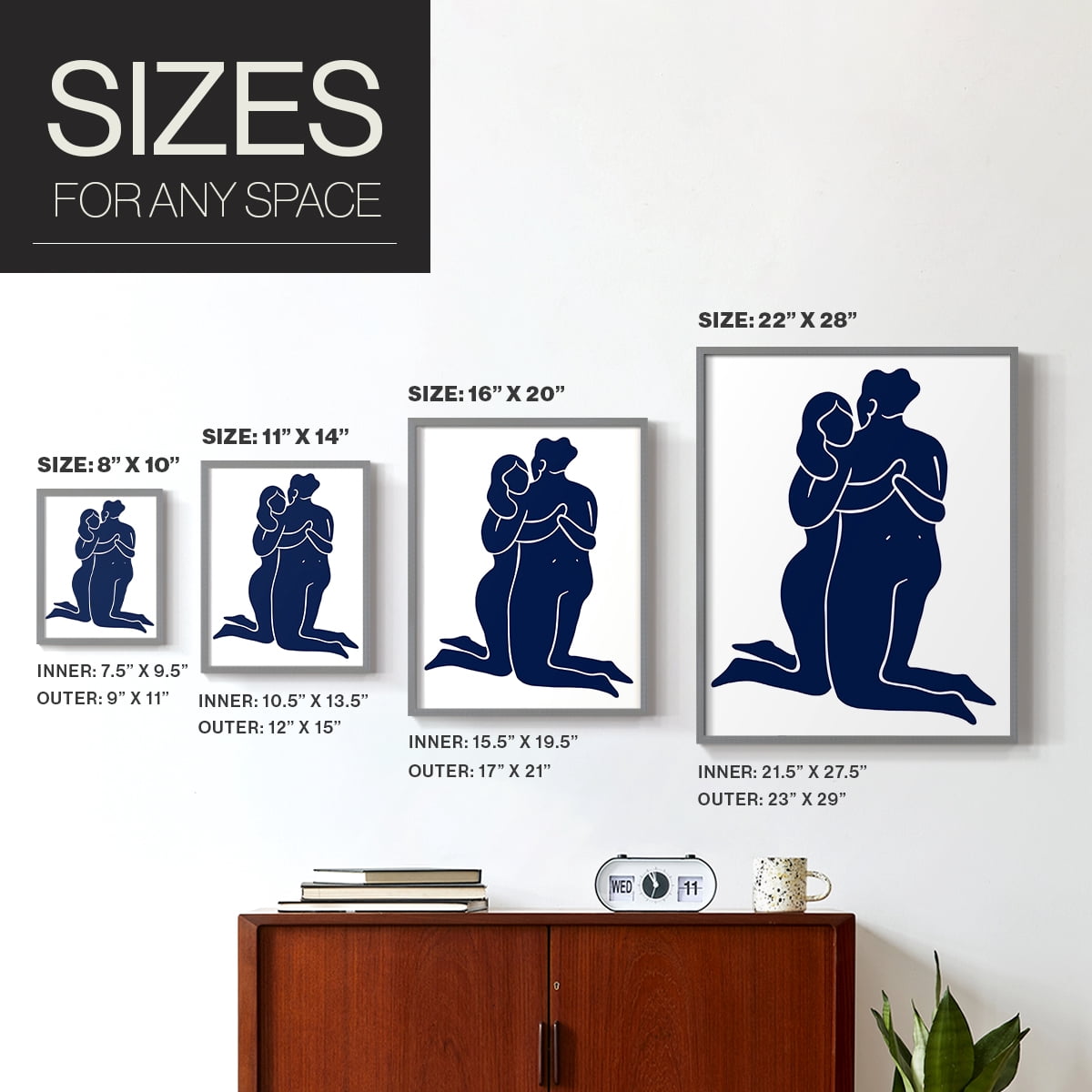 Matisse CIV Framed Print in Gray Solid Wood 22 x 28 Framed Print