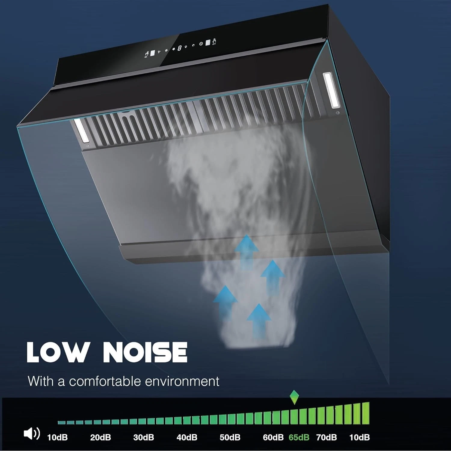 30 inch Under Cabinet Range Hood 900CFM Gesture Touch Control Tempered Glass Modern Vent Hood Kitchen
