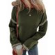 thumbnail image 3 of Suéteres para Mujer, Cuello Redondo Liso, Corte Holgado, Larga, Punto en Contraste, Jersey, Tops Verde L, 3 of 8