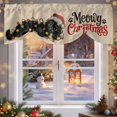 thumbnail image 6 of Retro Merry Christmas Tie Up Valances Curtain, Black Cat with Red Hat Xmas Color Light Adjustable Rod Pocket Short Window Treatment Tie Up Curtains Valances for Kitchen Living Room Bathroom 60x18 In, 6 of 9