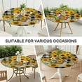 thumbnail image 4 of Round Tablecloth with Elastic Edge, Sunflower Print for Seasonal Home Decor, Water-Resistant Polyester Fabric, Fits 44-52 Inch, 4 of 4