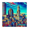 thumbnail image 4 of Awypu Boston Splashed Watercolor Ink Splattered Design of Skyline with Drippy Paintings Square Tablecloth Waterproof 100% Polyester Fiber 40*40, 4 of 8