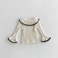 thumbnail image 4 of Nuevo conjunto de ropa de primavera 2025 para niñas, blusa con cuello de hoja de loto de punto dulce + mono con tirantes, traje de mono para niños pequeños de 2 uds., 4 of 6