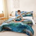 thumbnail image 3 of Feelyou Pike Fish Wildlife Bedding Comforter Set for Men Women, Sky Wave Landscape Mountain Lake Full Bedding Set, Blue Green, Reversible, 7-Piece, 3 of 7