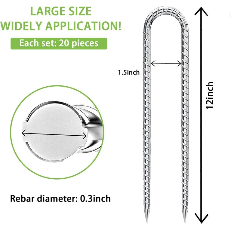 hgudesign Rebar-Stakes-12-Inch-U-Shaped, High Wind Resistant