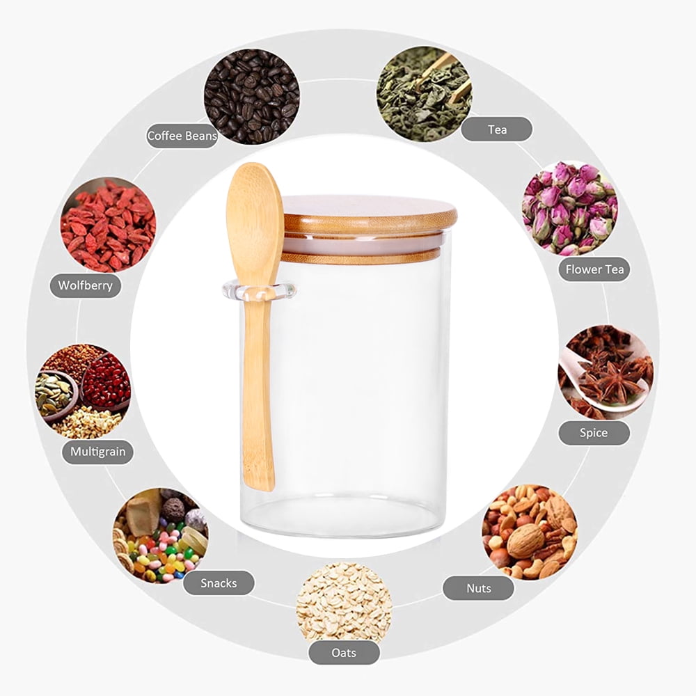 LEAVESANDTREES Y Clear Glass Airtight Coffee Food Storage Container (3 Count)