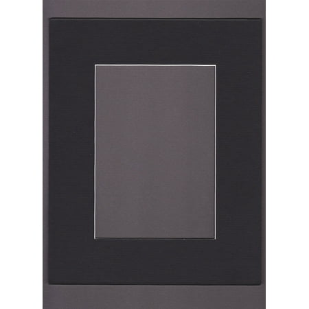 Double Beveled Matting 18x24 Black Picture Mats Mattes Matting with White Core Bevel Cut for 13x19 Pictures ()