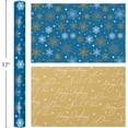 thumbnail image 3 of Reversible Blue Christmas Wrapping Paper，Gold Snowflake，Merry Christmas & Dear Santa Text Gift Wrap for Birthday Baby Shower Wedding Graduation Winter Festival - Mini Roll - 17 In x 32.8 Ft (46.5 sqf, 3 of 13