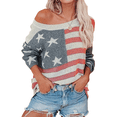 thumbnail image 1 of Suéter con Bandera Estadounidense para Mujer, Sudadera de Punto, Larga, Holgado, para Invierno y Otoño, Color S, 1 of 9