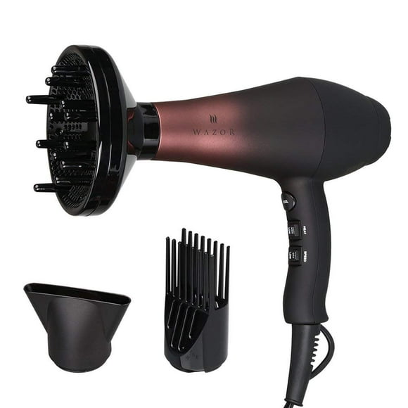 Wazor Professional Ionic Hair Dryer with Diffuser, Infrared Salon Grade Blow Dryer with Comb Attachment, 1875W Powerful Quiet Hair Blow Dryer, Tourma