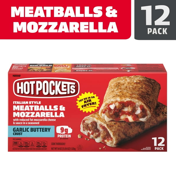 Hot Pockets Frozen Snacks Italian Style Meatballs and Mozzarella Garlic