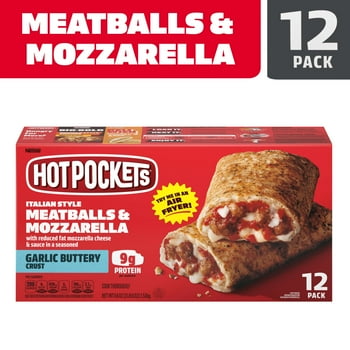 Hot Pockets Frozen Snacks Italian Style Meatballs and Mozzarella Garlic Buttery Crust Sandwiches, 54 oz (Frozen)
