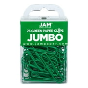 JAM Paper Jumbo Paper Clips, Green, 75/Pack, Large