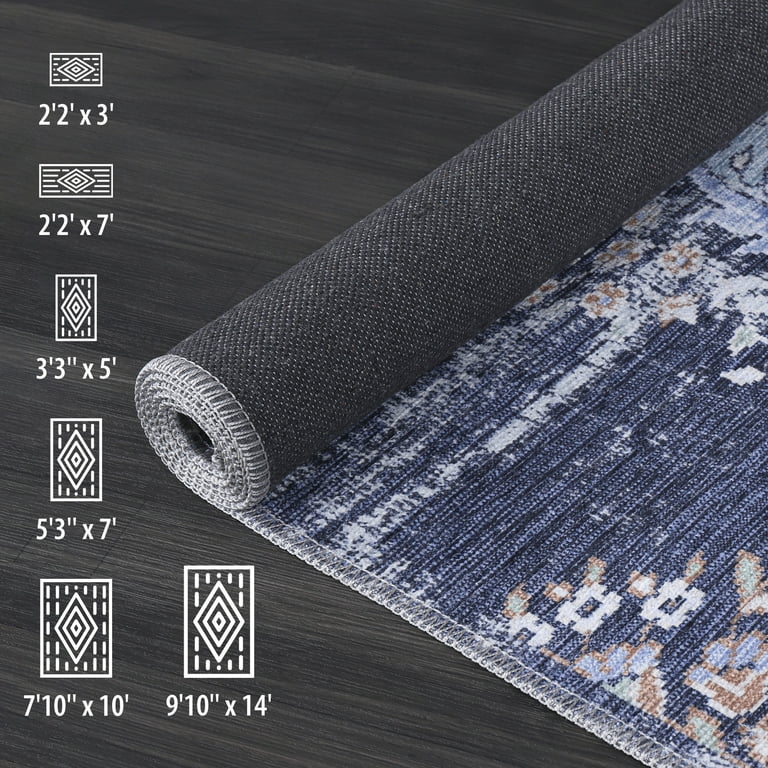 Modern Distressed Boxes Rug 2' x 3' Blue