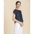 thumbnail image 2 of Moomaya Womens Printed Round Neck Top, Short Petal Sleeves Summer Top, 2 of 9