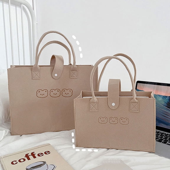 STRANDCHIC Durable Khaki Felt Tote Bag Large Capacity Easy to Carry for Daily Storage