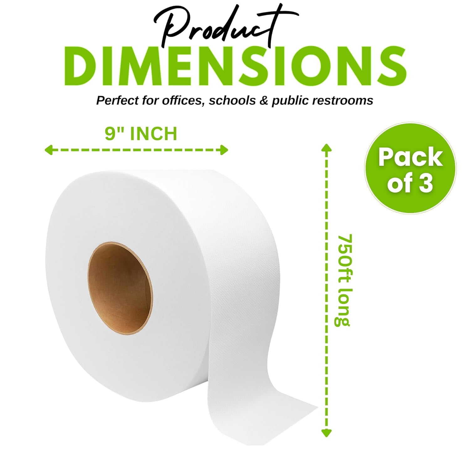 Economy Toilet Paper Rolls- 9" Core- (3 Rolls), Model Number: PW-Economy Toilet Paper-3