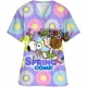 thumbnail image 4 of Uniformes quirúrgicos con estampado de cómics de dibujos animados americanos, uniforme de enfermería, tops médicos de enfermera, camisetas gráficas, 4 of 6