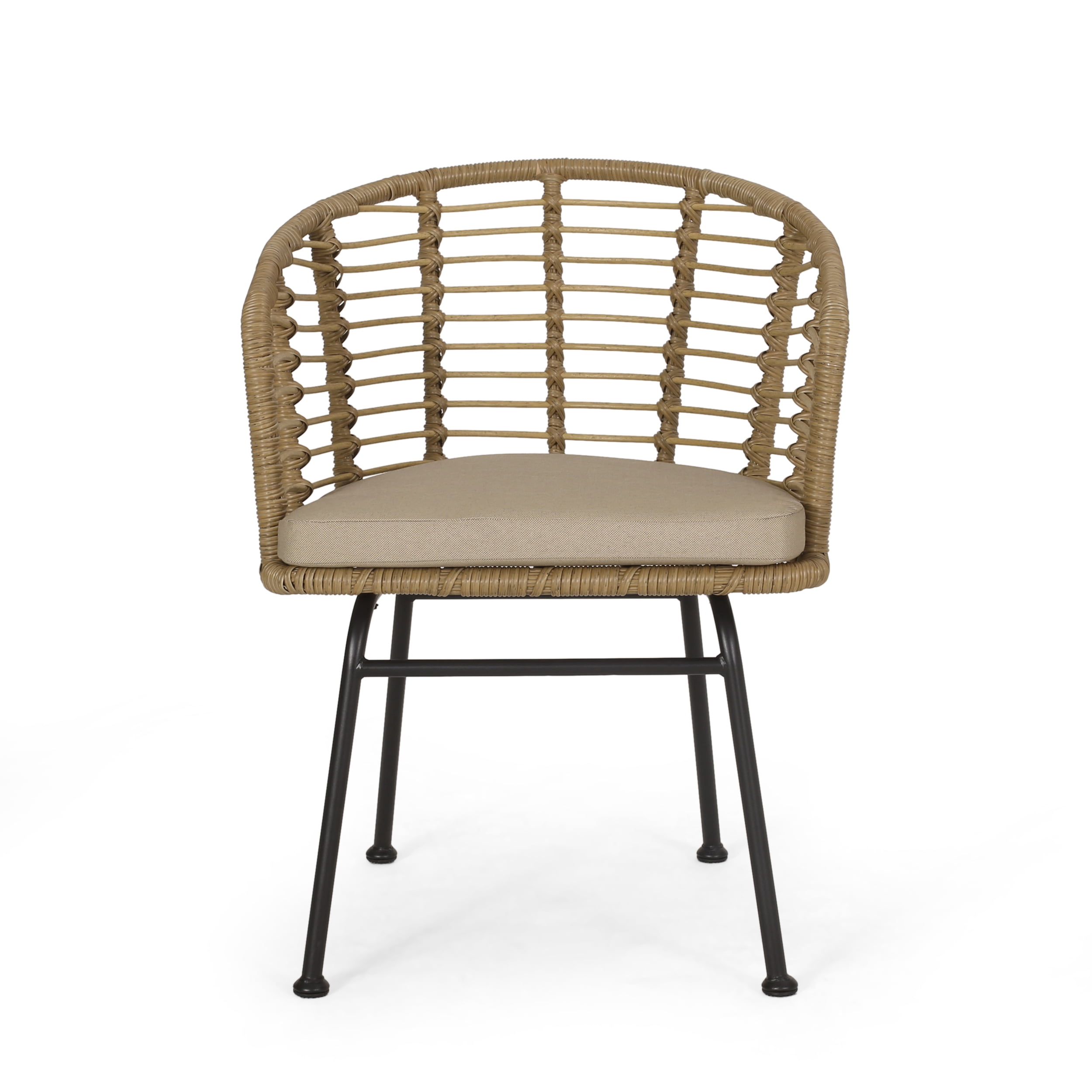 Outdoor Single Leisure Seat Chair, Wicker Weave Relaxing Chair for Patio Garden, Light Brown