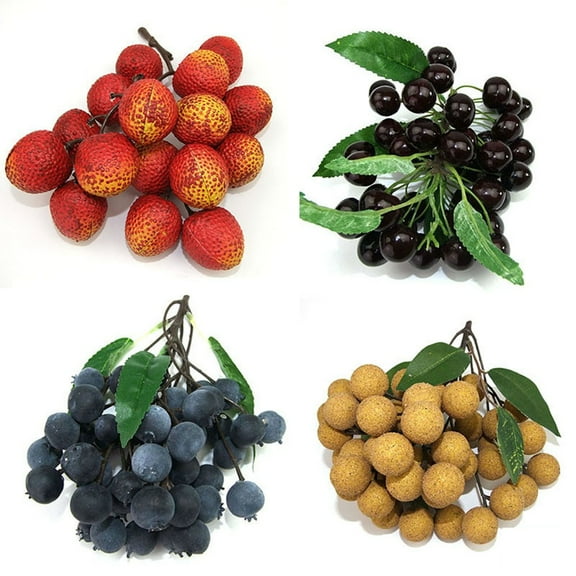 1pcs Fake Fruit Longan Artificial Lychee Blueberry Cherries Realistic Appearance Plastic Foam Fruit For Home Decoration A Smile Home