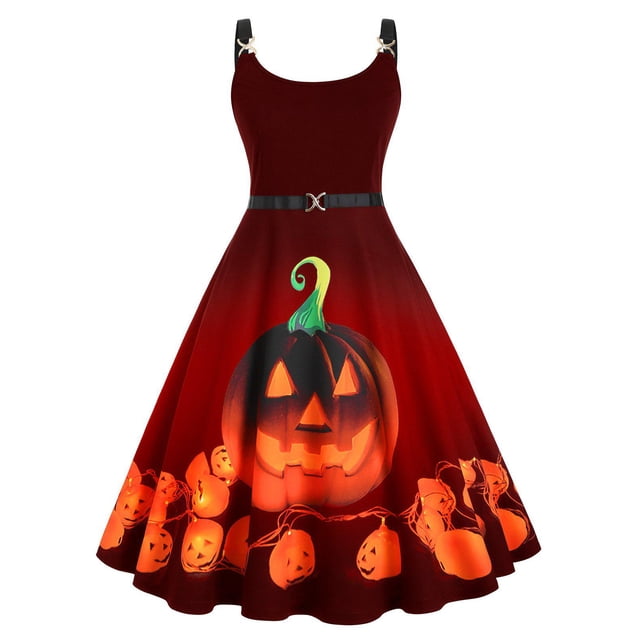 Vestido de talla grande con correas de Halloween con estampado de calabaza Rosegal Suéteres Cárdigans